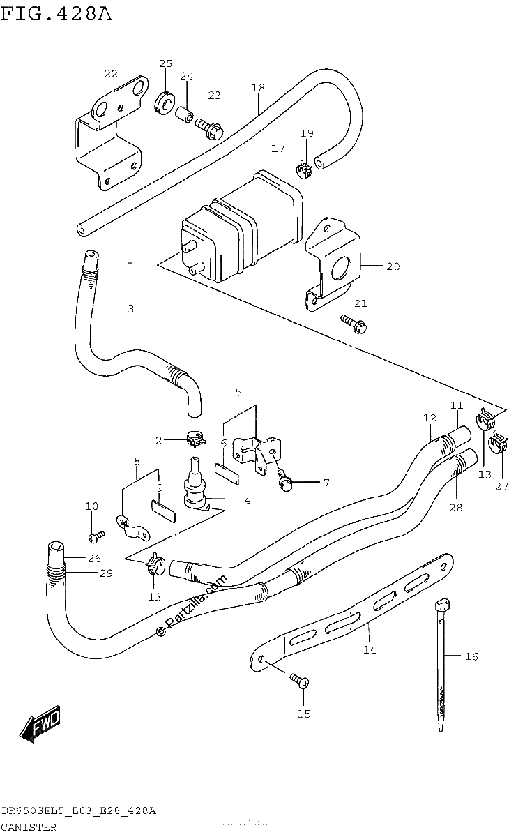 Diagrama de CANISTER DR650SEL5 E33