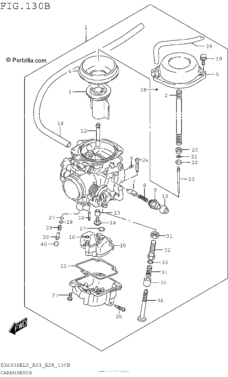 Diagrama de CARBURETOR DR650SEL5 E28