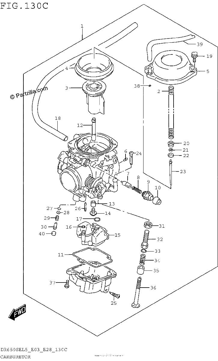Diagrama de CARBURETOR DR650SEL5 E33