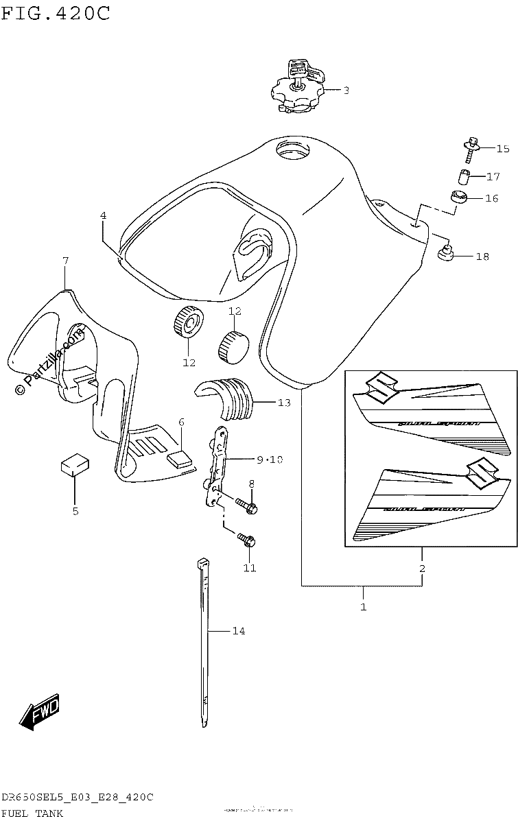 Diagrama de FUEL TANK DR650SEL5 E33