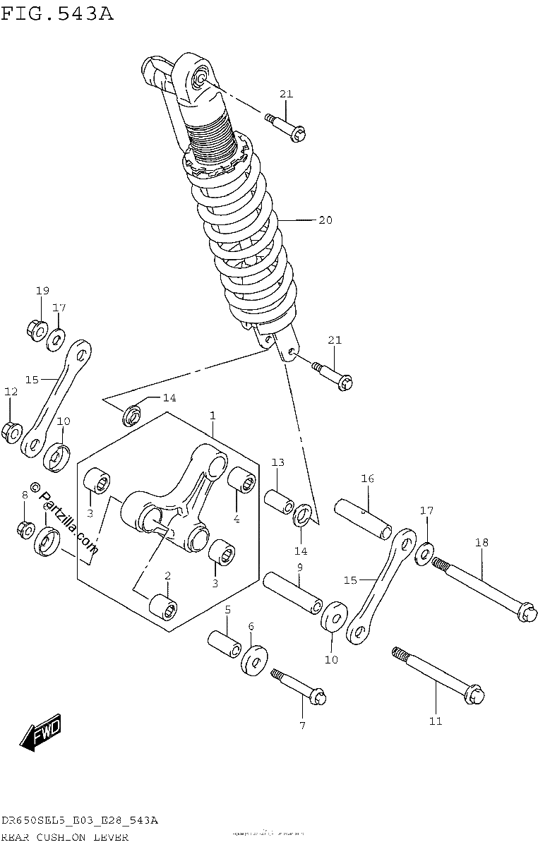 Diagrama de REAR CUSHION LEVER DR650SEL5 E03