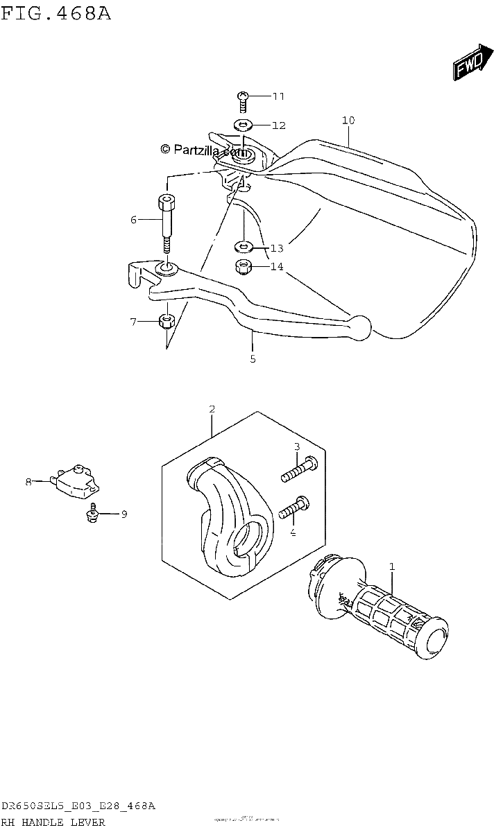 Diagrama de RH HANDLE LEVER