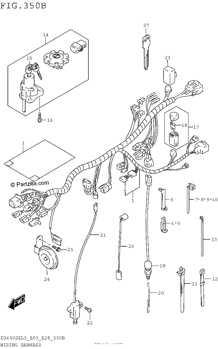 Diagrama de WIRING HARNESS DR650SEL5 E28