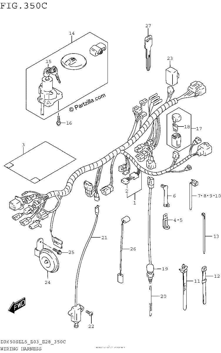 Diagrama de WIRING HARNESS DR650SEL5 E33