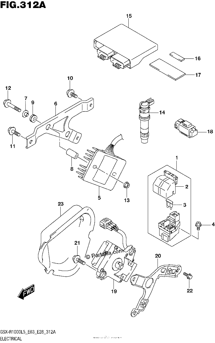 Diagrama de ELECTRICAL GSX R1000L5 E03