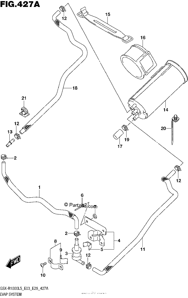 Diagrama de EVAP SYSTEM GSX R1000L5 E33