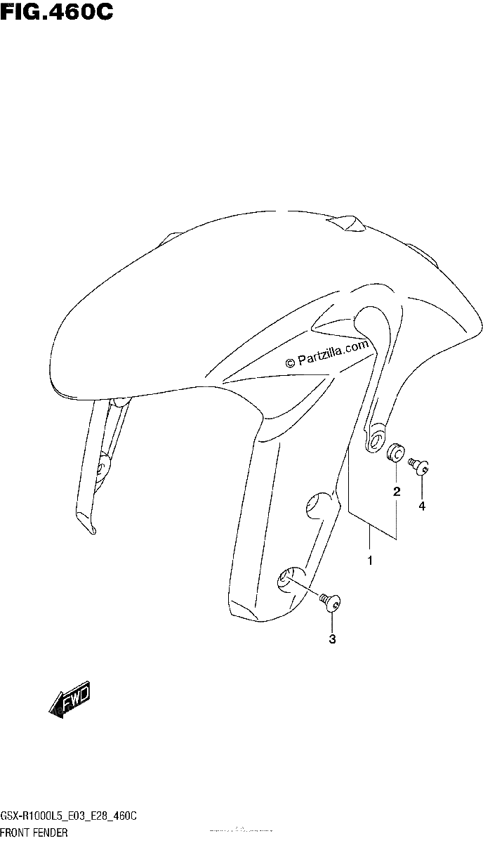 Diagrama de FRONT FENDER GSX R1000L5 E33