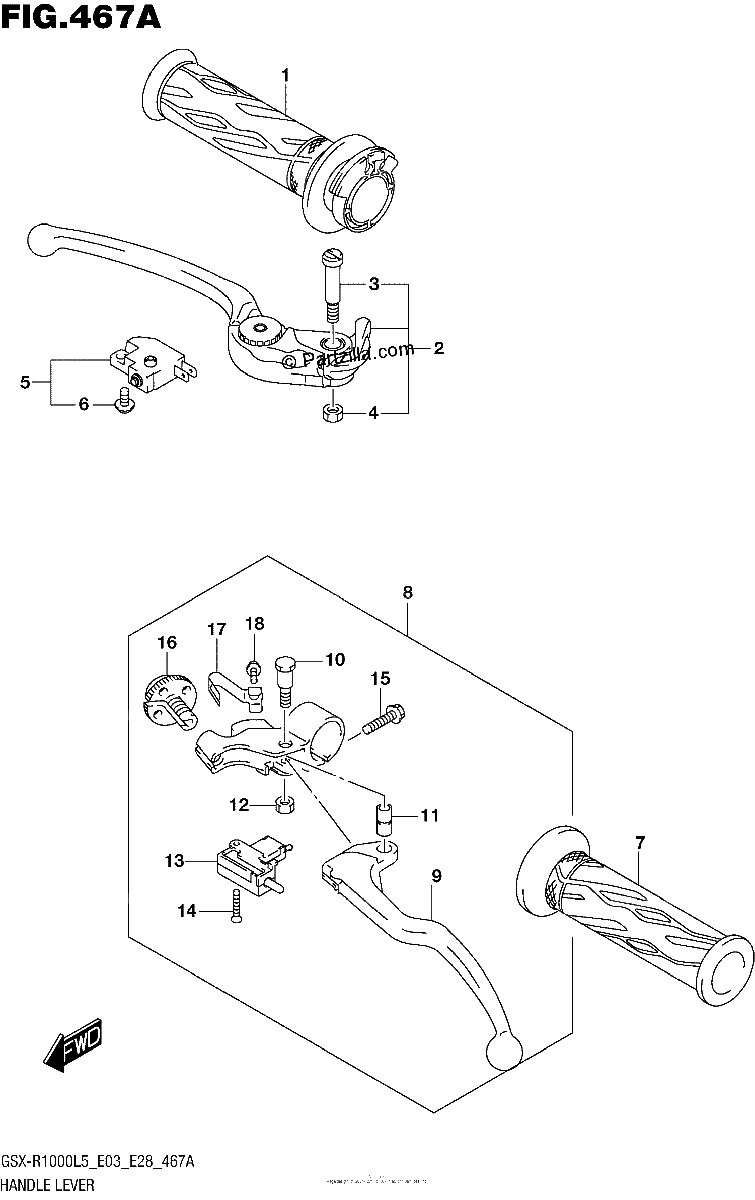 Diagrama de HANDLE LEVER