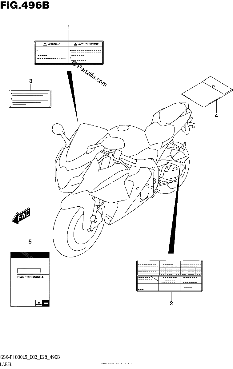 Diagrama de LABEL GSX R1000L5 E28