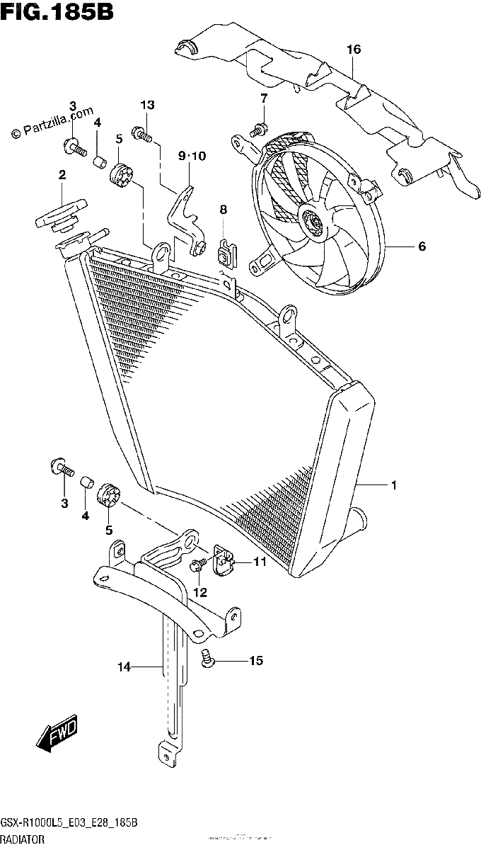 Diagrama de RADIATOR GSX R1000L5 E28