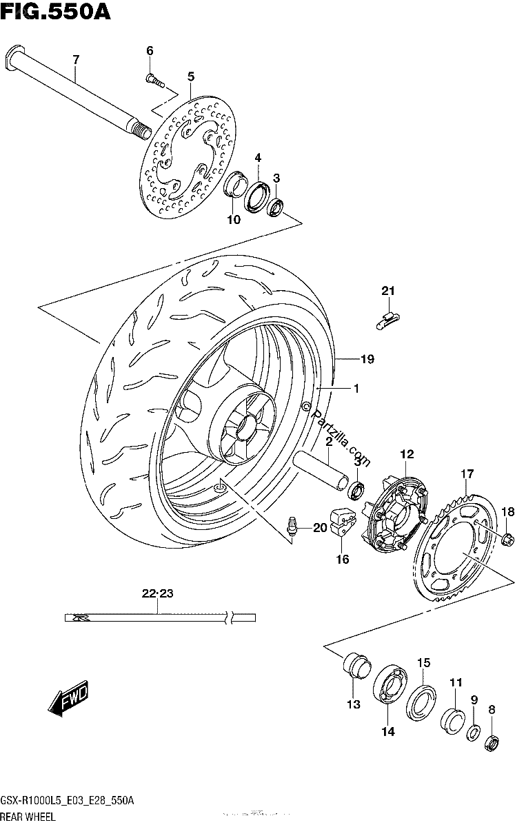 Diagrama de REAR WHEEL