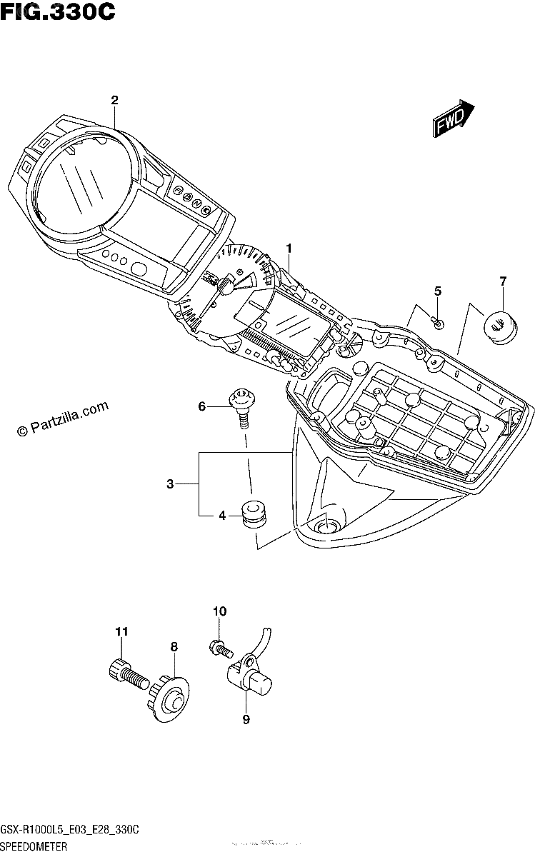 Diagrama de SPEEDOMETER GSX R1000L5 E33
