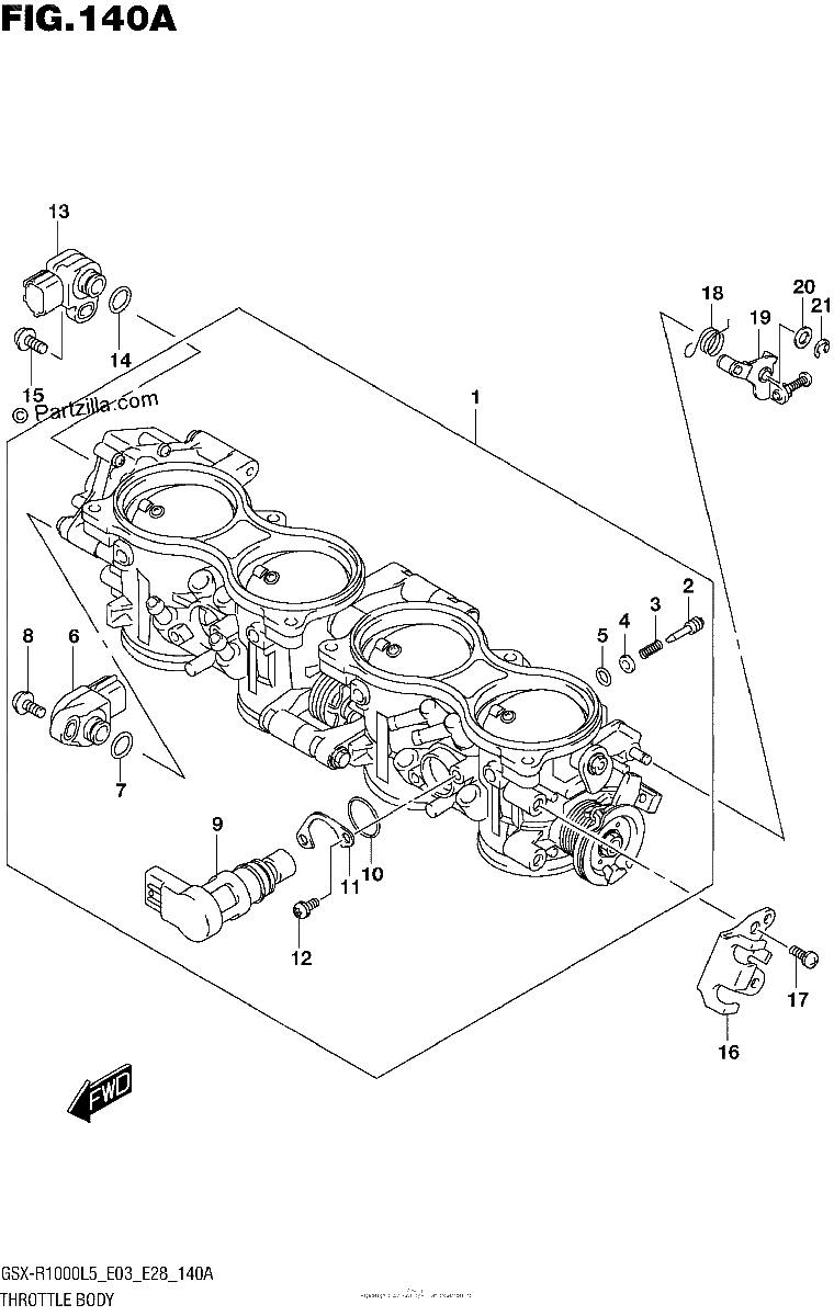 Diagrama de THROTTLE BODY GSX R1000L5 E03