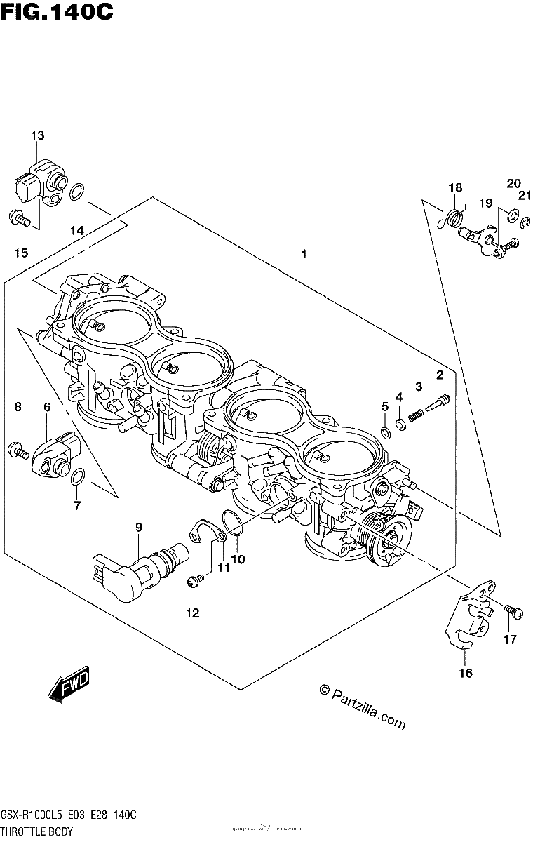 Diagrama de THROTTLE BODY GSX R1000L5 E33