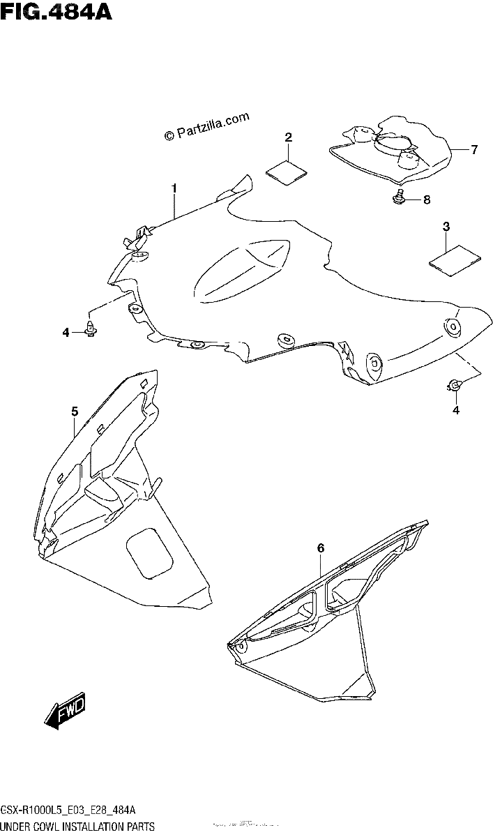 Diagrama de UNDER COWL INSTALLATION PARTS