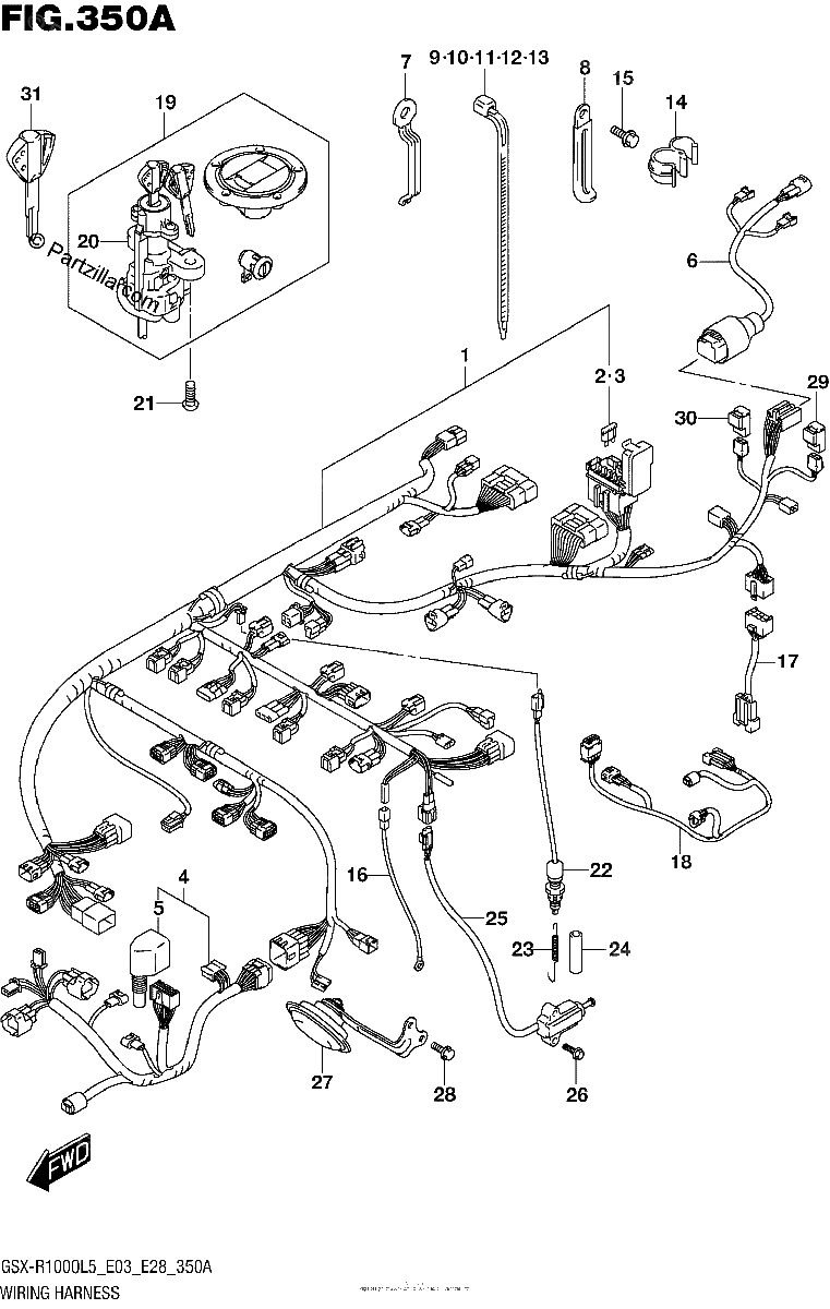 Diagrama de WIRING HARNESS GSX R1000L5 E03