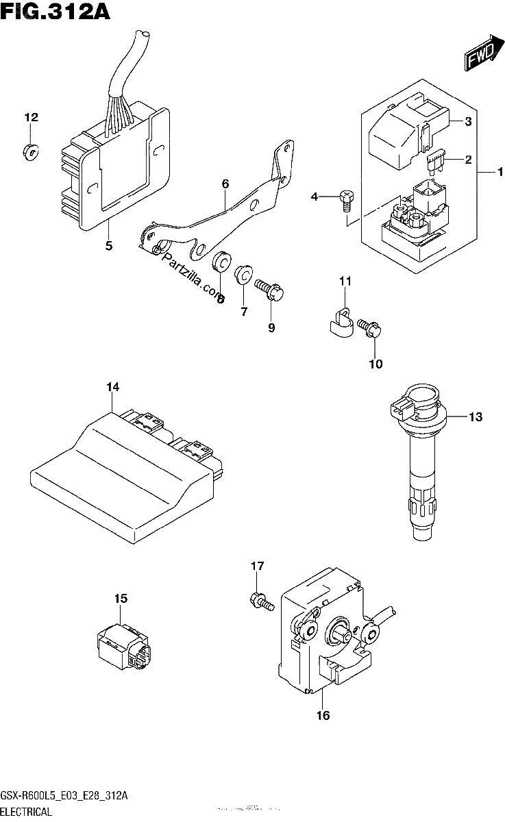 Diagrama de ELECTRICAL GSX R600L5 E03