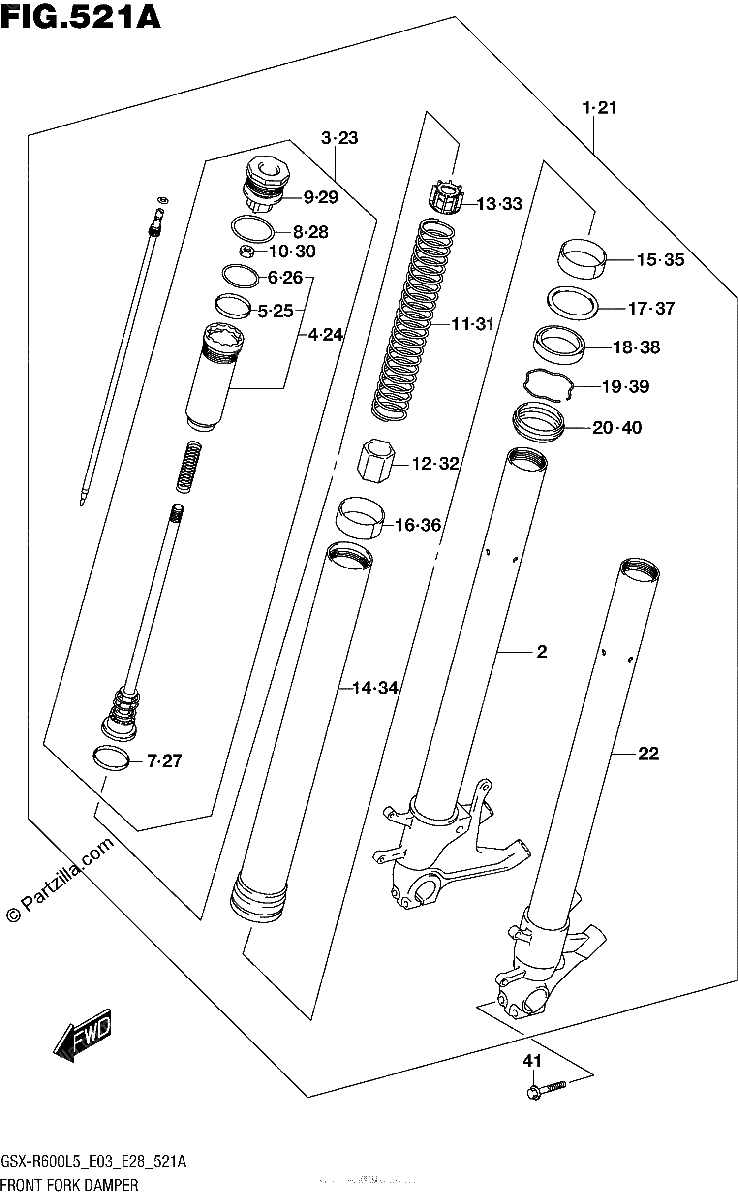 Diagrama de FRONT FORK DAMPER