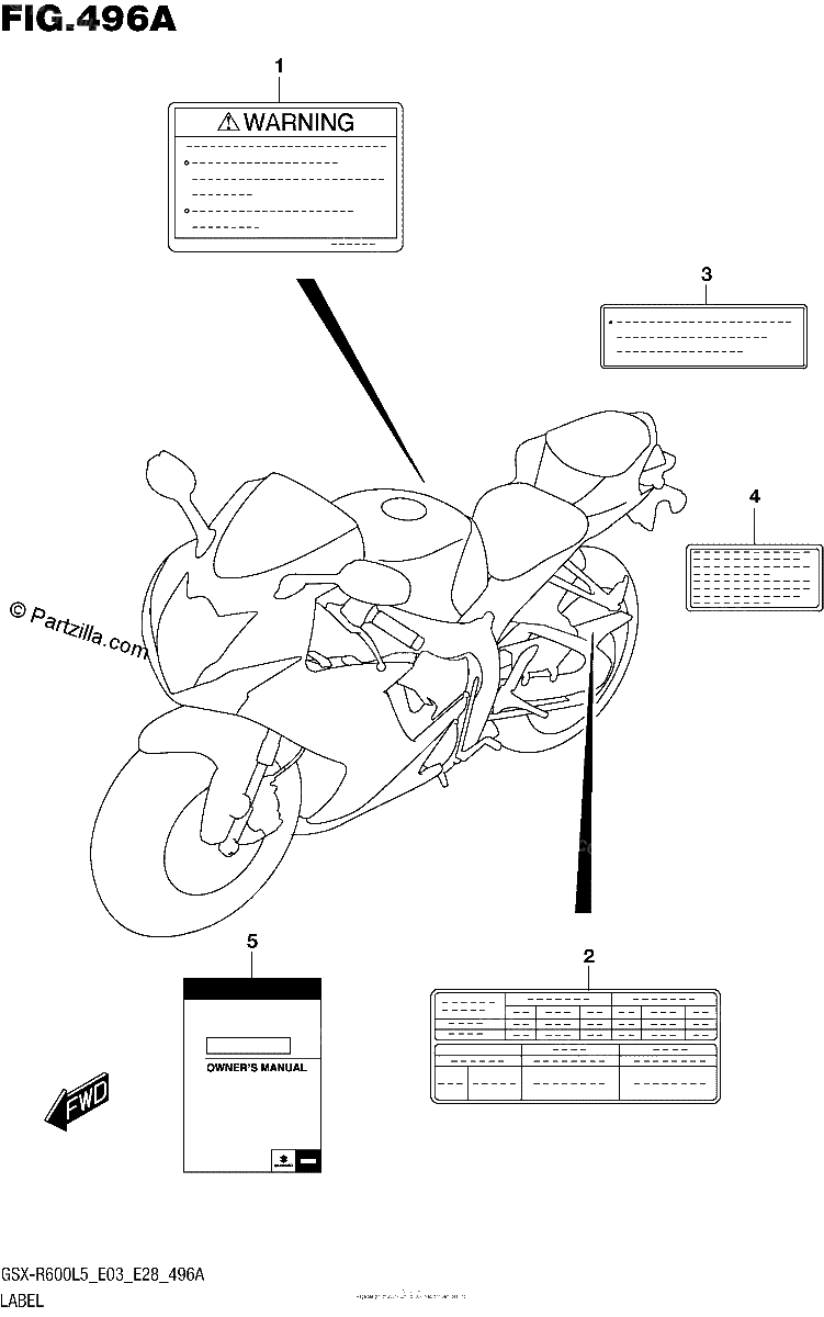 Diagrama de LABEL GSX R600L5 E03