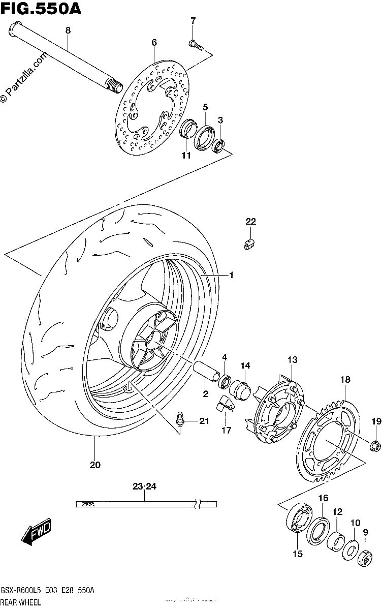 Diagrama de REAR WHEEL