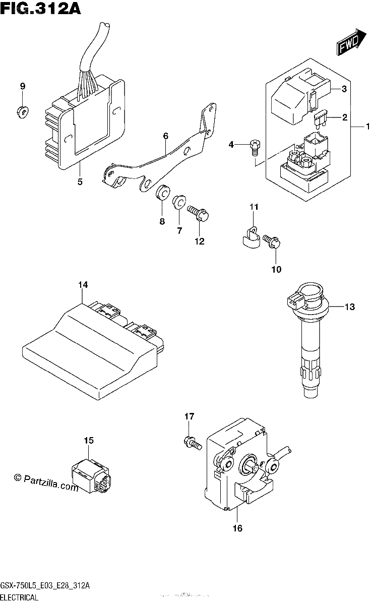 Diagrama de ELECTRICAL GSX R750L5 E03