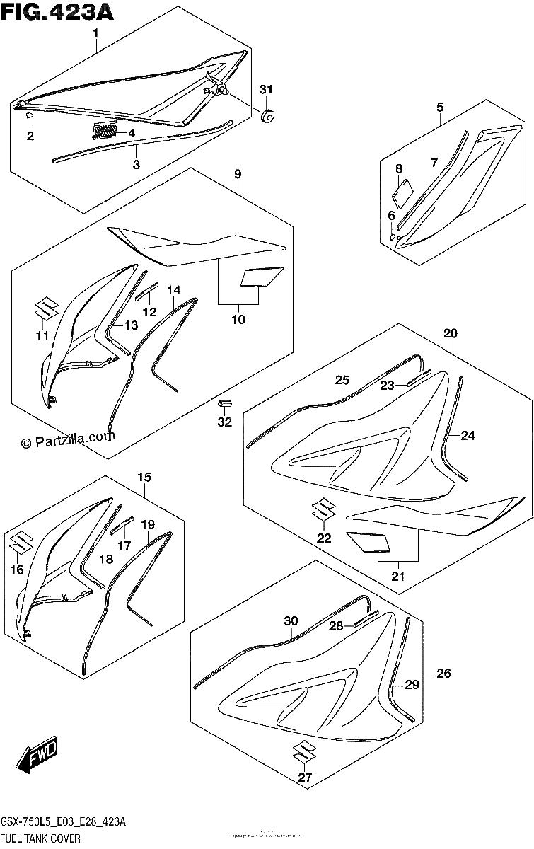 Diagrama de FUEL TANK COVER