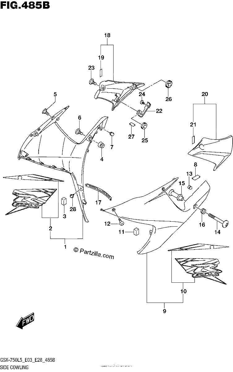 Diagrama de SIDE COWLING ASV A19