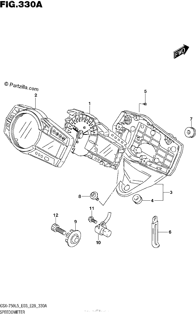 Diagrama de SPEEDOMETER GSX R750L5 E03