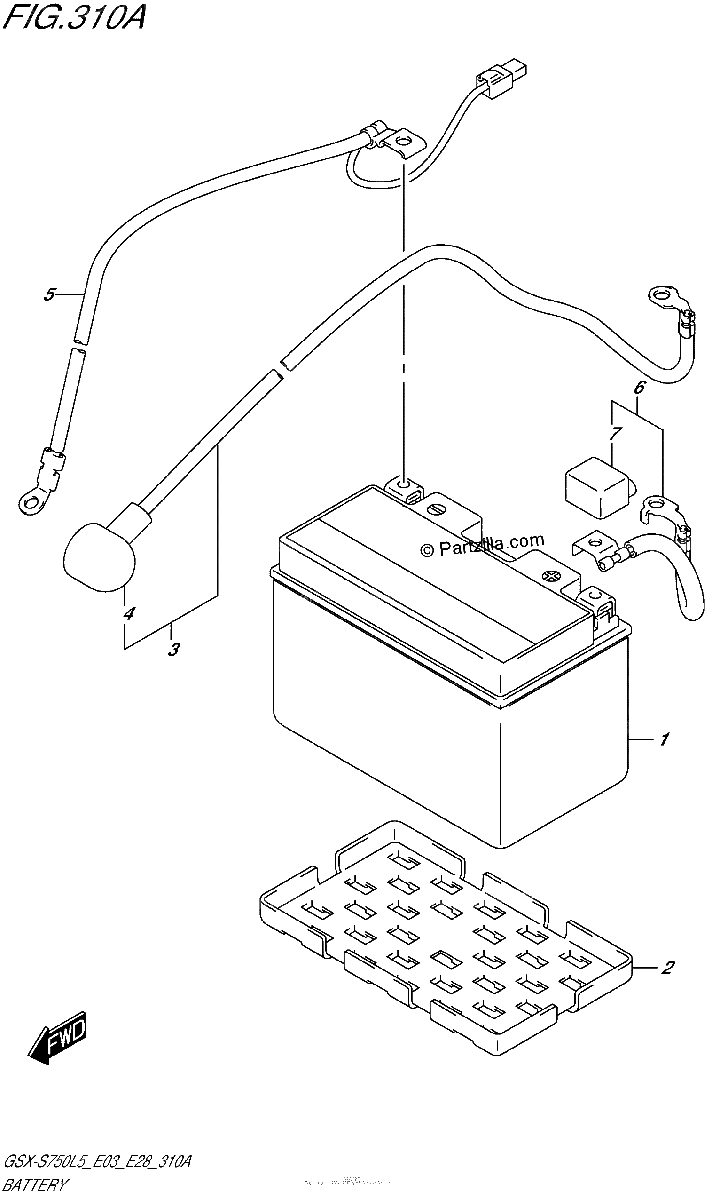 Diagrama de BATTERY GSX S750L5 E03