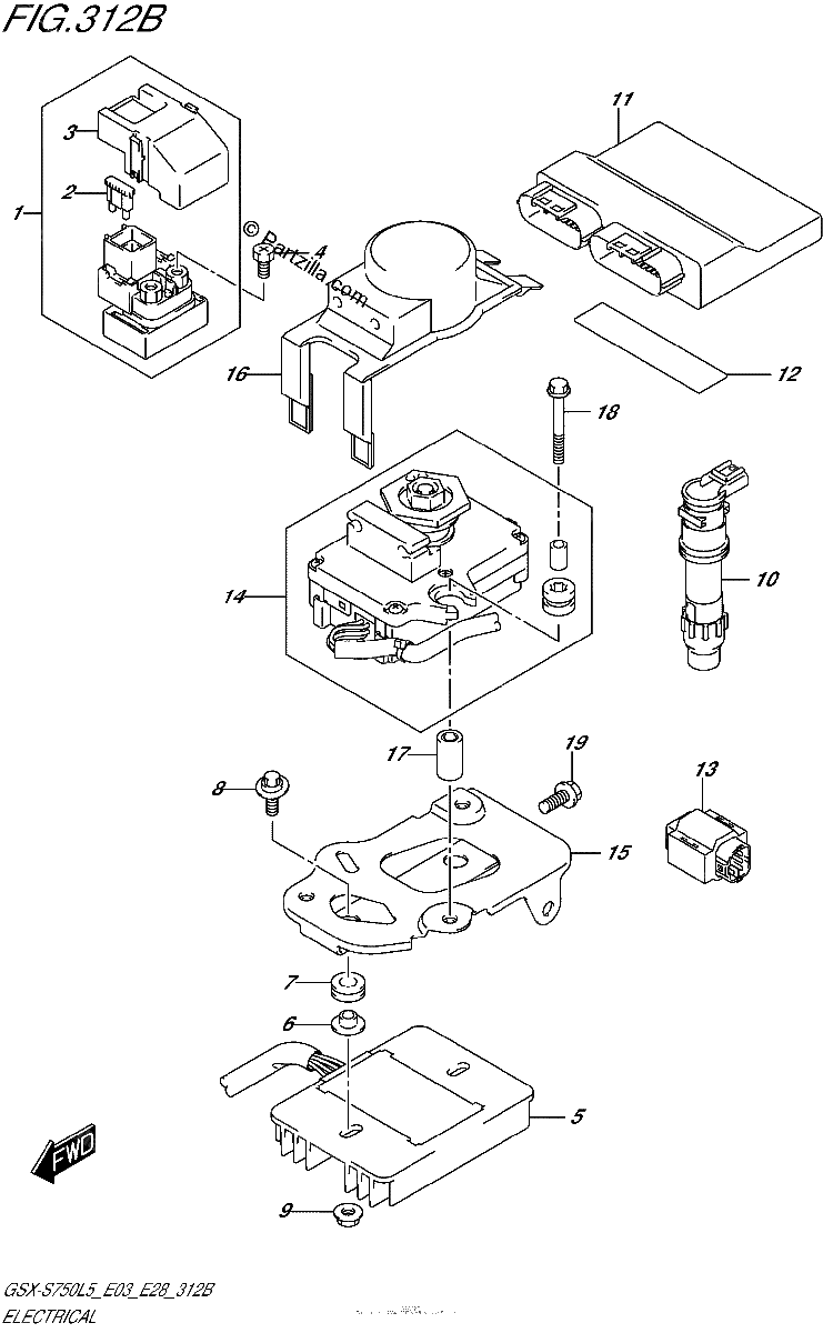 Diagrama de ELECTRICAL GSX S750AL5 E28