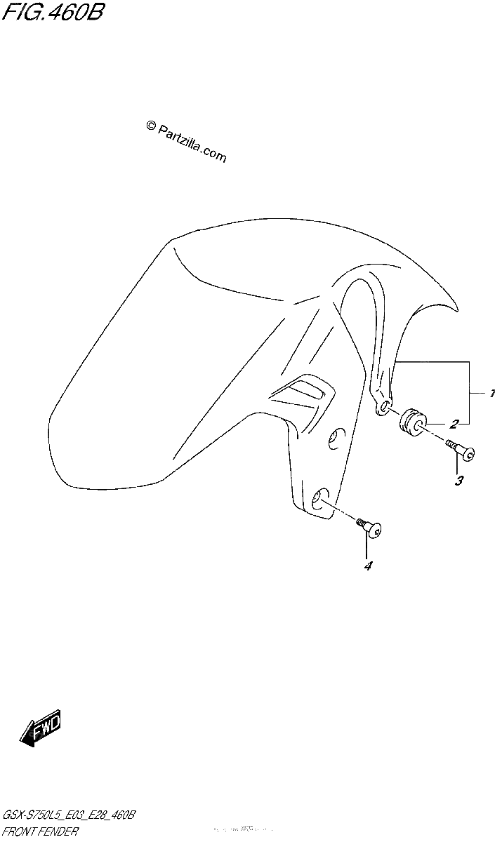 Diagrama de FRONT FENDER GSX S750AL5 E28