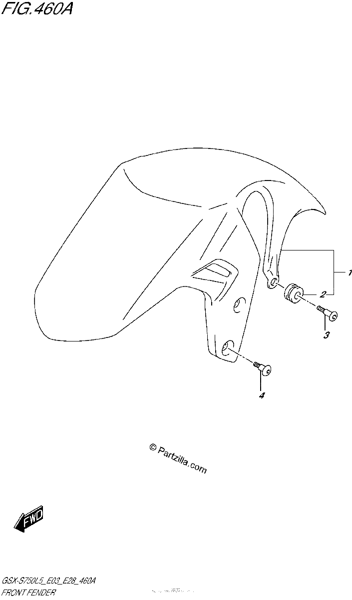 Diagrama de FRONT FENDER GSX S750L5 E03