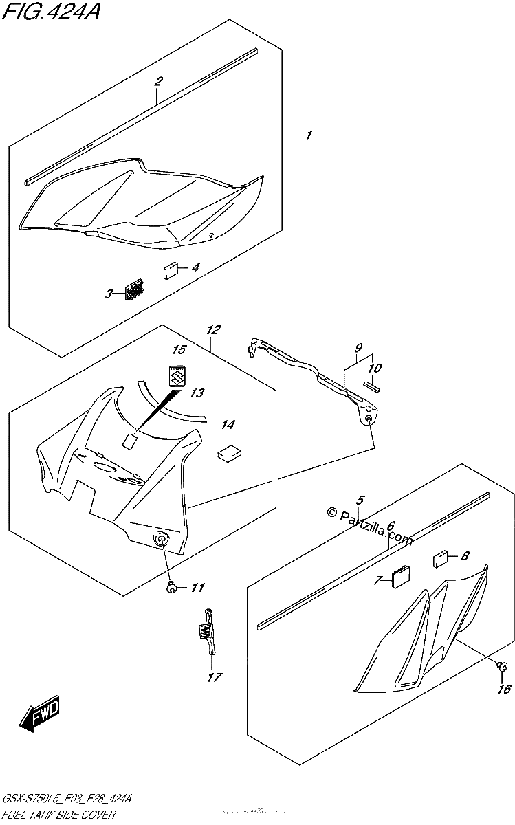 Diagrama de FUEL TANK SIDE COVER