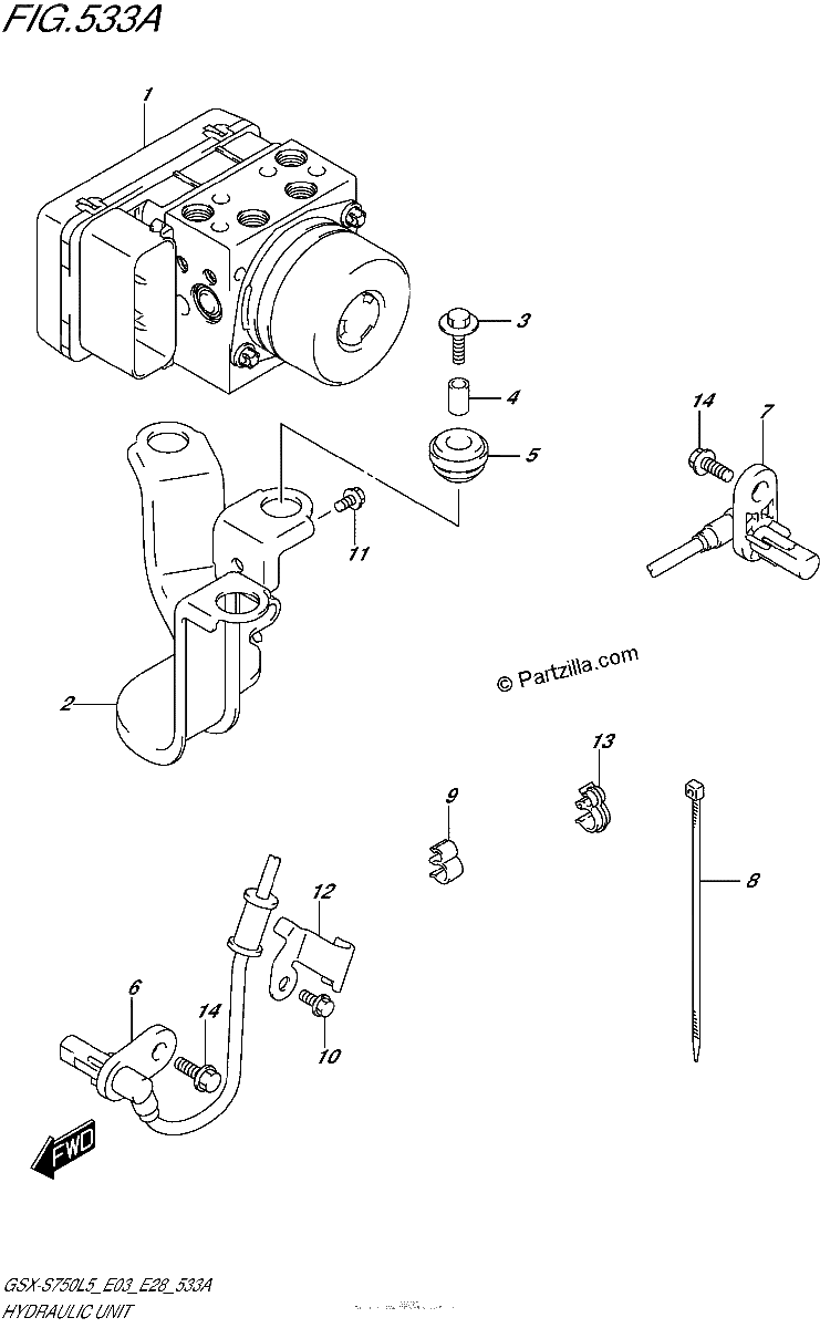 Diagrama de HYDRAULIC UNIT GSX S750AL5 E28