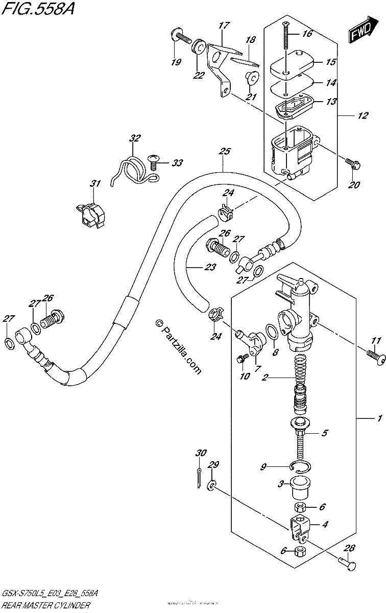 Diagrama de REAR MASTER CYLINDER GSX S750L5 E03