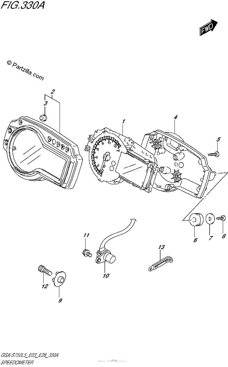 Diagrama de SPEEDOMETER GSX S750L5 E03