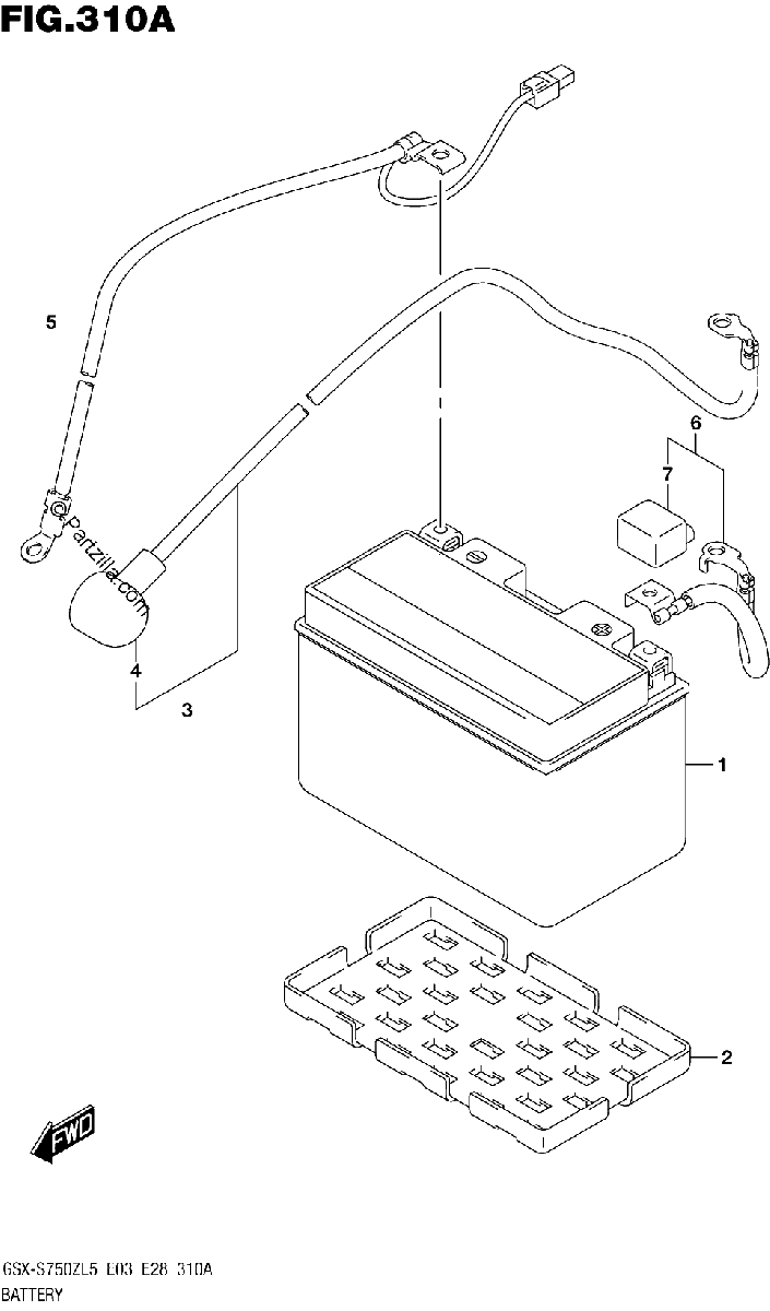Diagrama de BATTERY GSX S750ZL5 E03