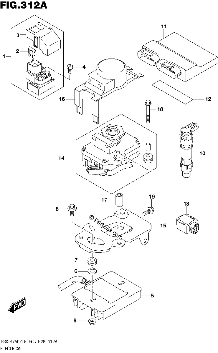 Diagrama de ELECTRICAL GSX S750ZL5 E03