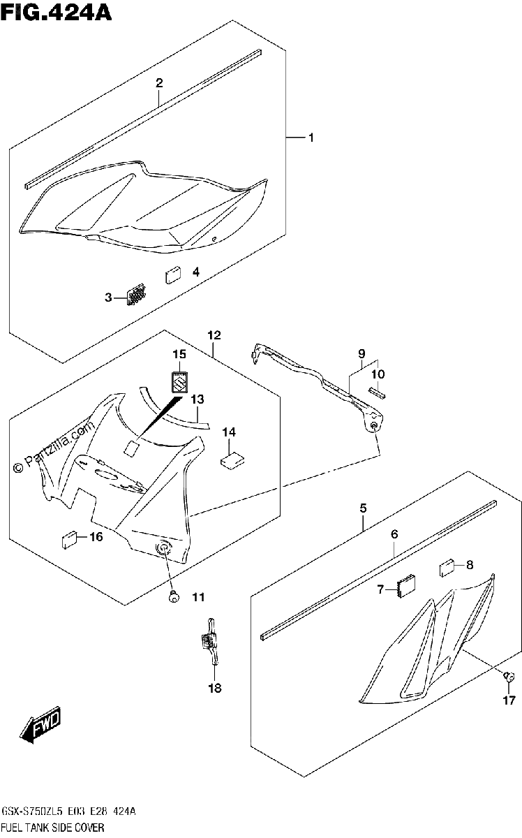 Diagrama de FUEL TANK SIDE COVER