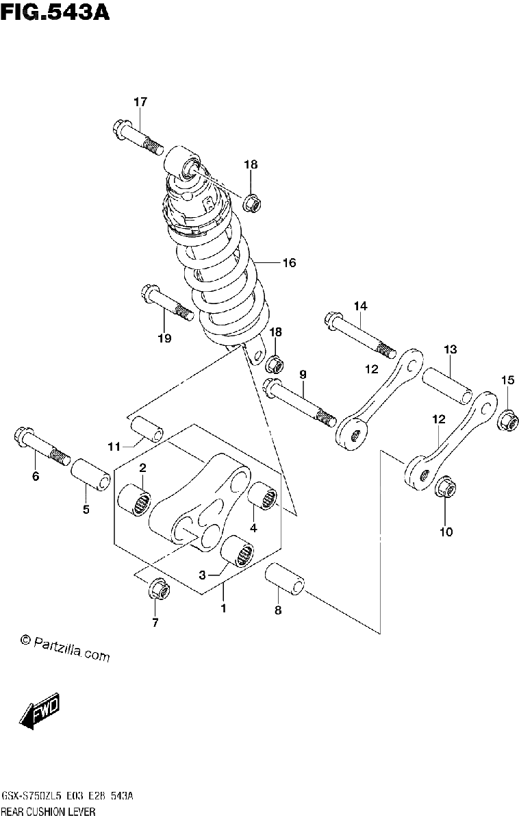 Diagrama de REAR CUSHION LEVER