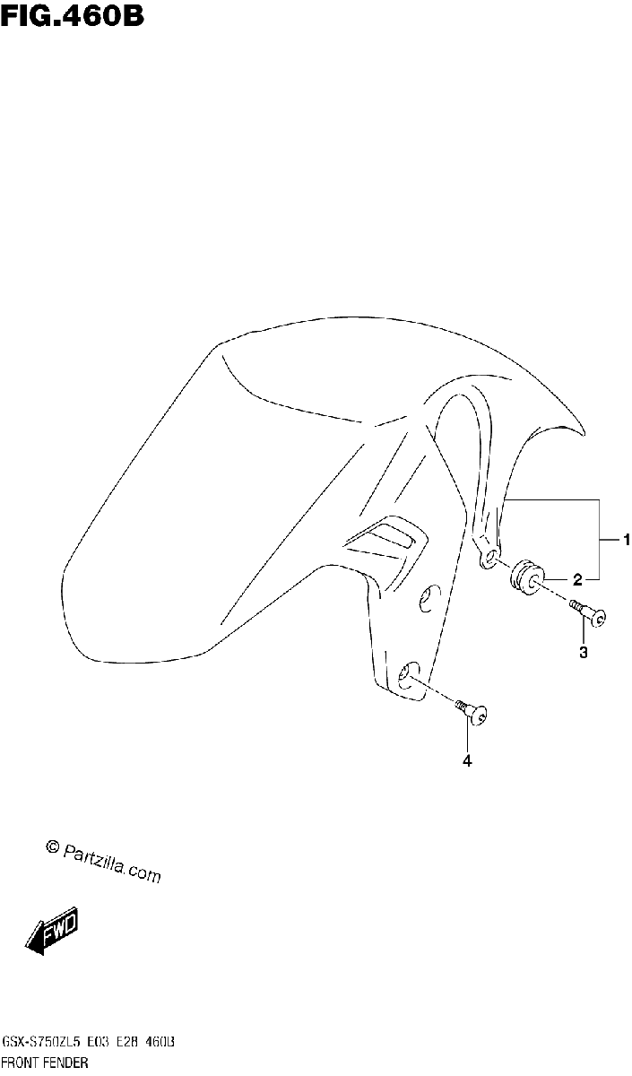 Diagrama de FRONT FENDER GSX S750ZAL5 E28