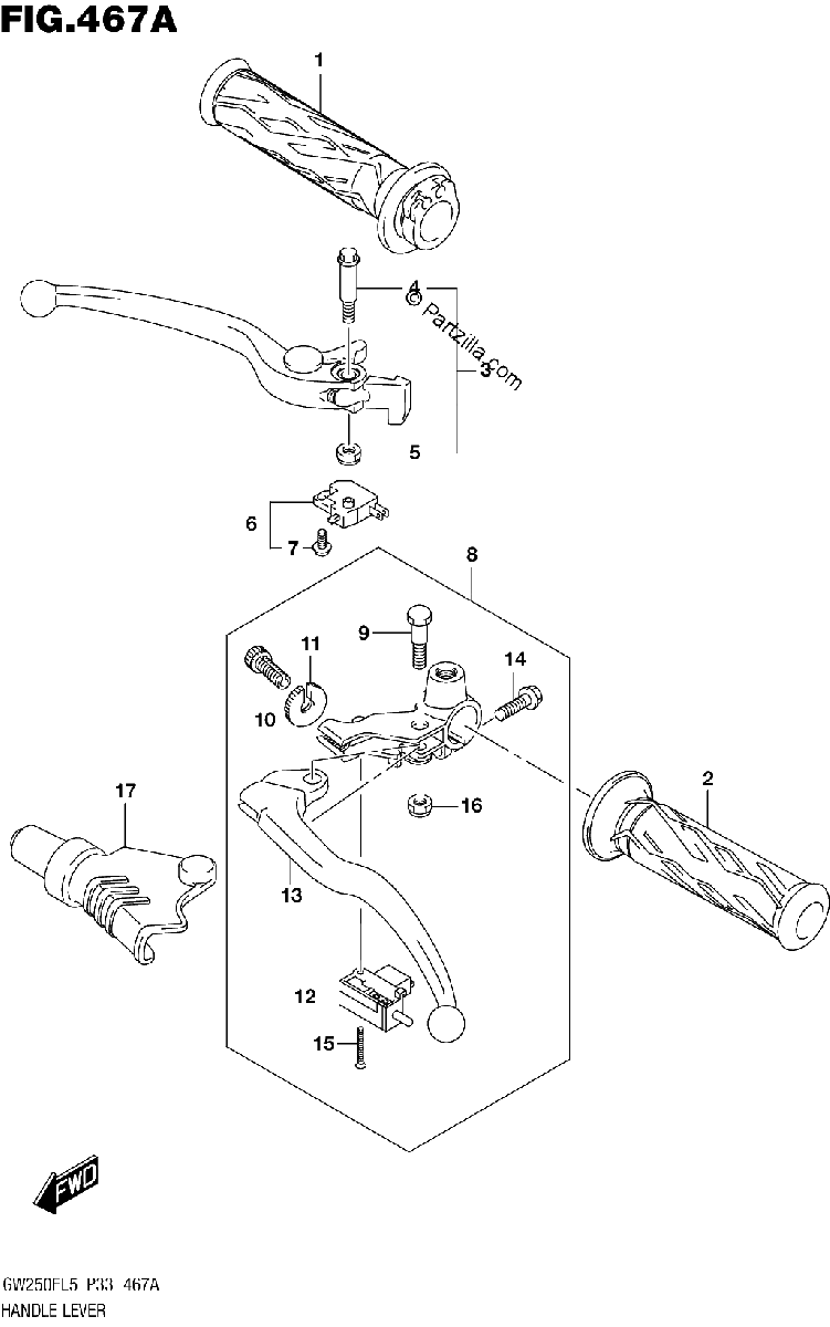 Diagrama de HANDLE LEVER