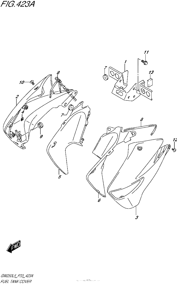 Diagrama de FUEL TANK COVER GW250L5 P33
