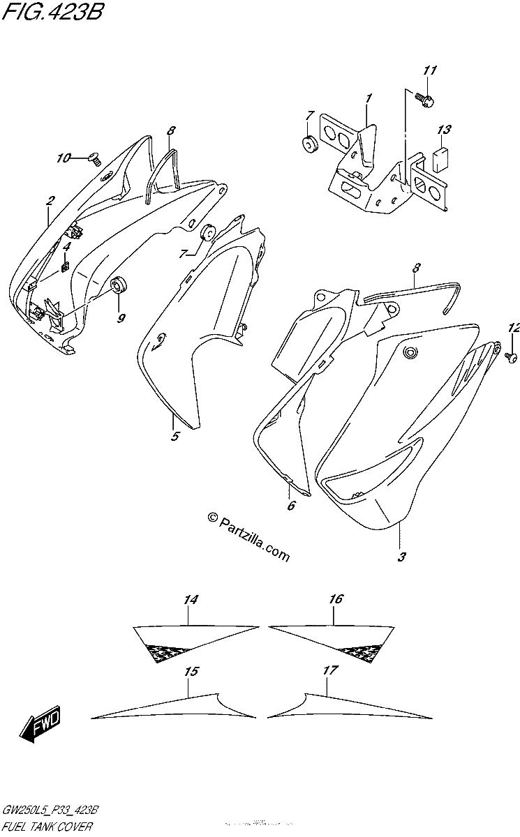 Diagrama de FUEL TANK COVER GW250ZL5 P33