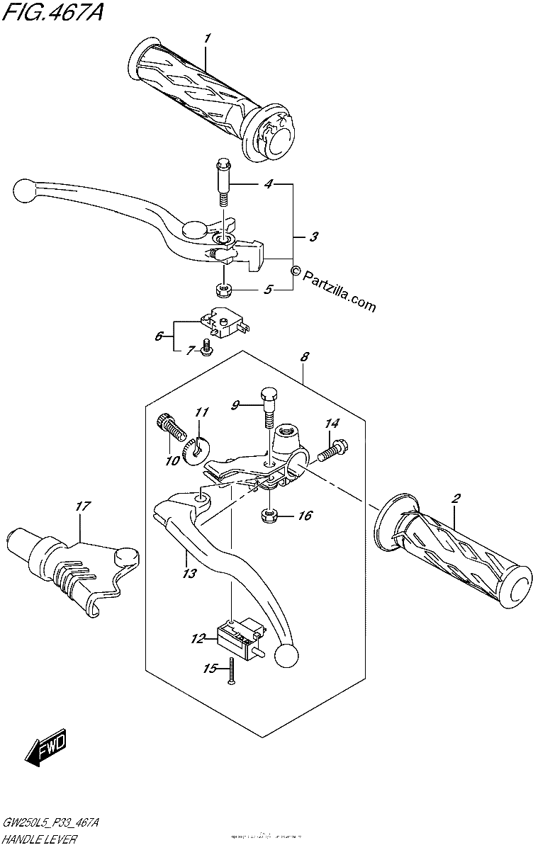 Diagrama de HANDLE LEVER