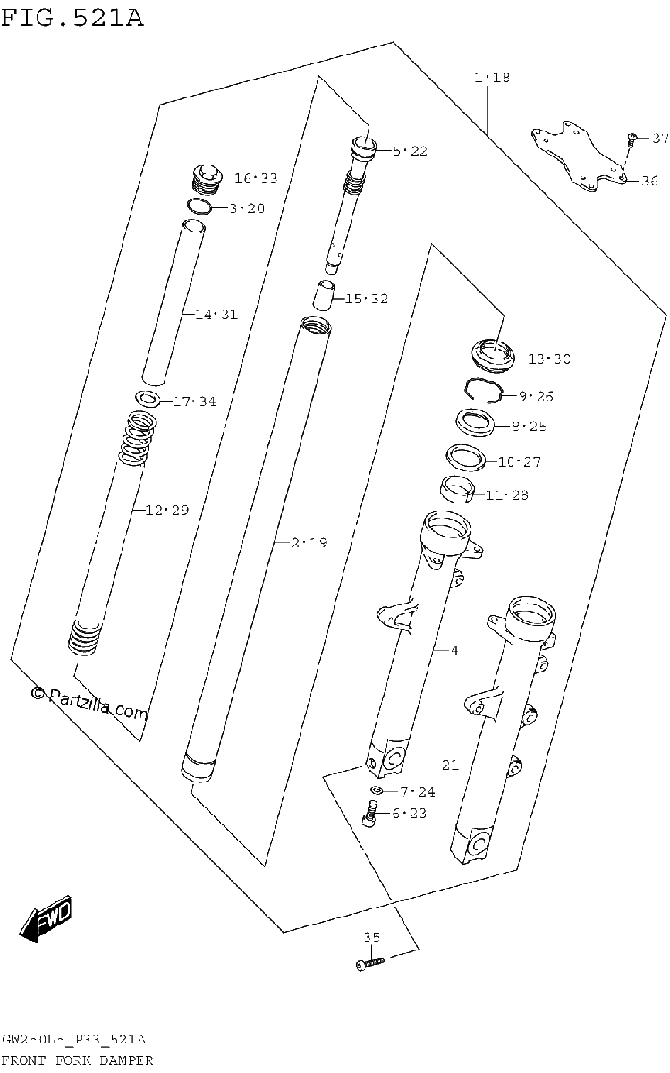 Diagrama de FRONT FORK DAMPER