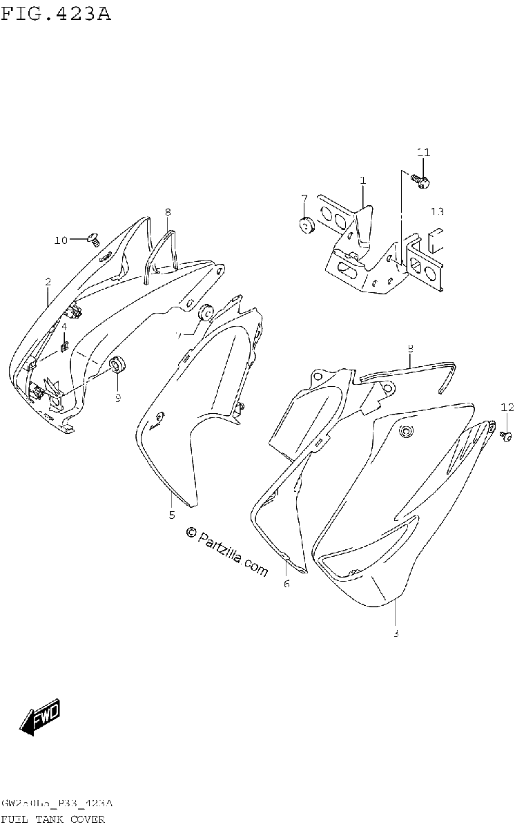 Diagrama de FUEL TANK COVER GW250L5 P33
