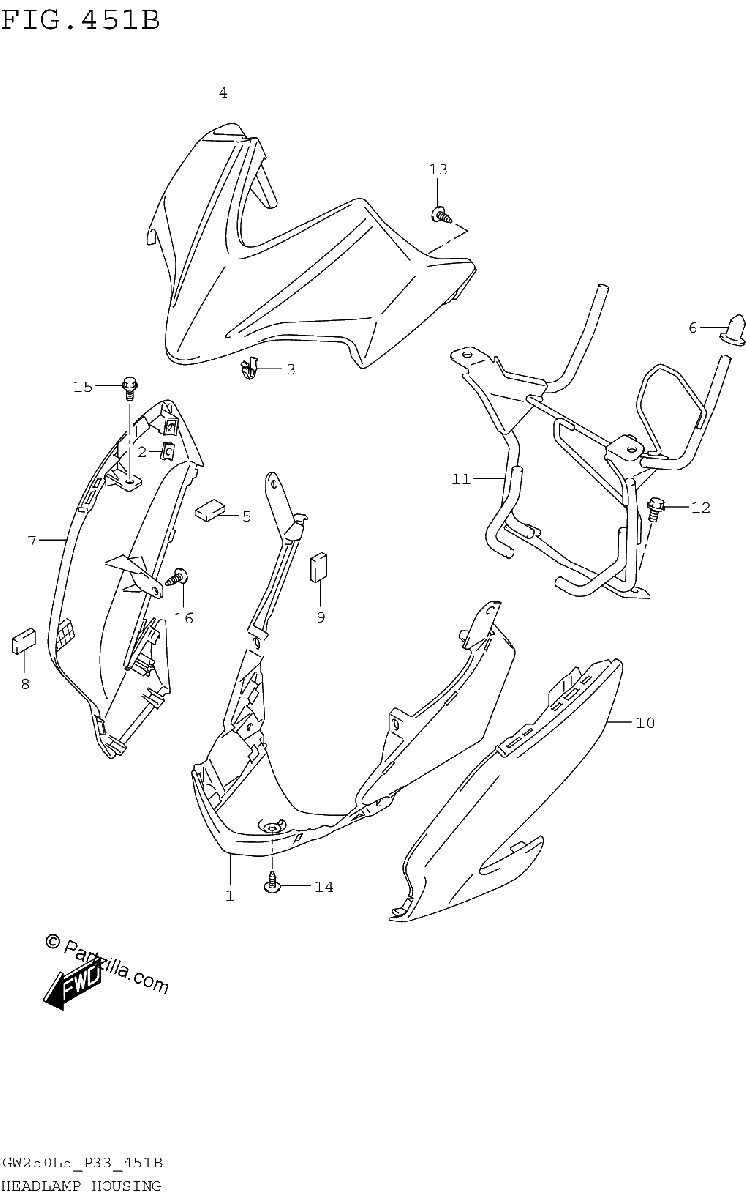 Diagrama de HEADLAMP HOUSING GW250ZL5 P33