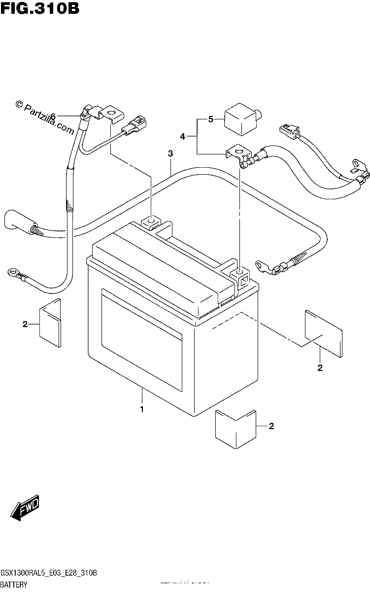 Diagrama de BATTERY GSX1300RAL5 E28
