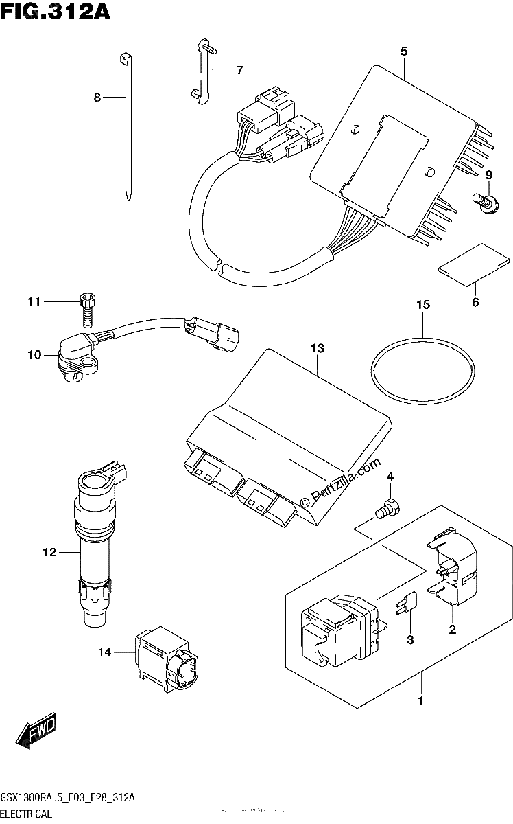 Diagrama de ELECTRICAL GSX1300RAL5 E03